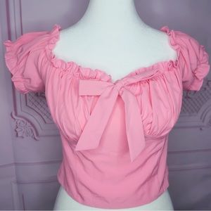 Off the Shoulder Pink Bow Top 💓✨